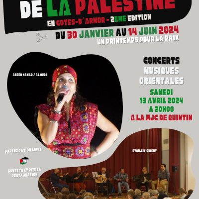 Affiche concerts quintin 13 04 2024 le printemps de la palestine 2