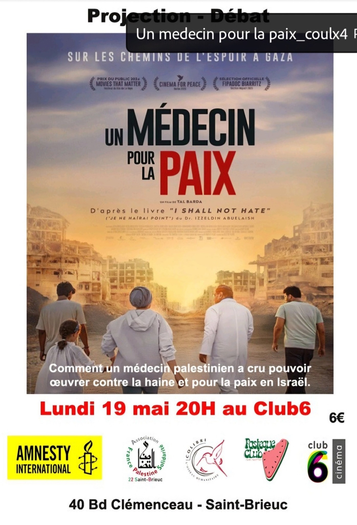 Visuel un medecin pour la paix 19 mai 2025